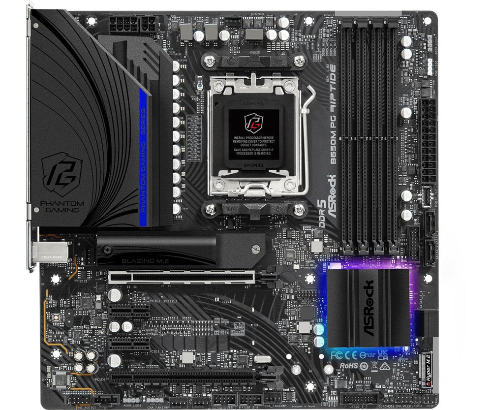 Asrock B650M PG Riptide | Socket AM5 | AMD B650 | 4xDDR5 | Micro-ATX | Moederbord - Matmuis - Matmuis
